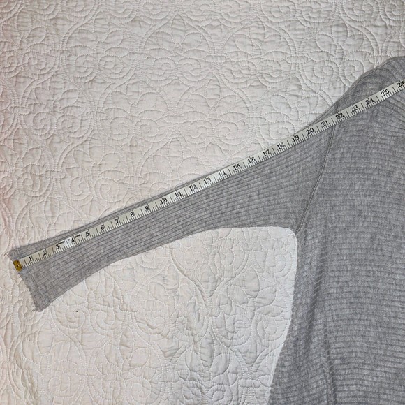 We the Free People Lover Rib Knit Split Back Pullover Gray Sweater Lightweight L - Picture 13 of 15